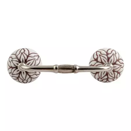 Amaryllis Brown Etched Ceramic Floral Bridge Handle